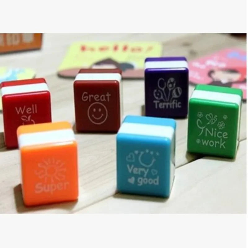 6-Piece Self-Inking Praise Reward Stamps for Teachers & Kids Self-Inking Stamp Set Babs