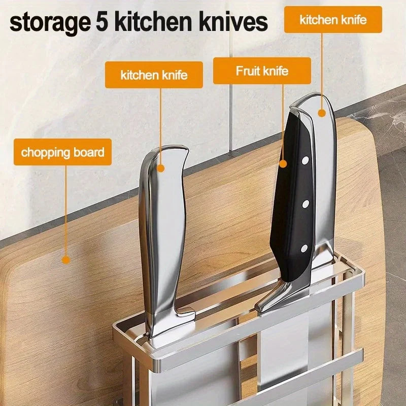 304 Stainless Steel Knife Holder & Organizer for Kitchen Counter Knife Block Organizer Babs