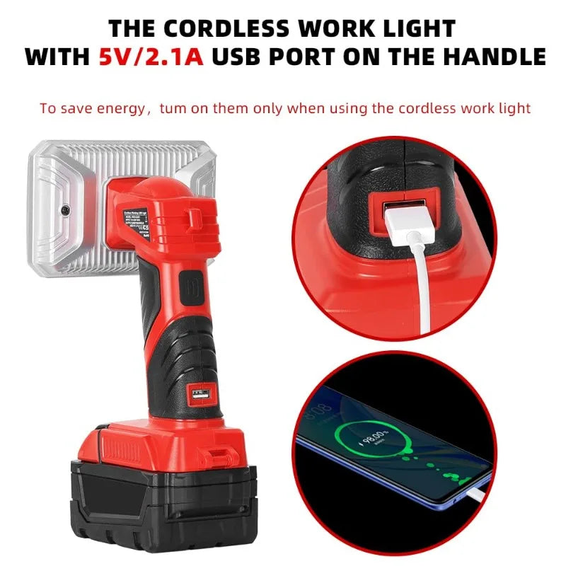 2000-Lumen Cordless LED Work Light – Milwaukee M18 18V Compatible Cordless Work Light Babs