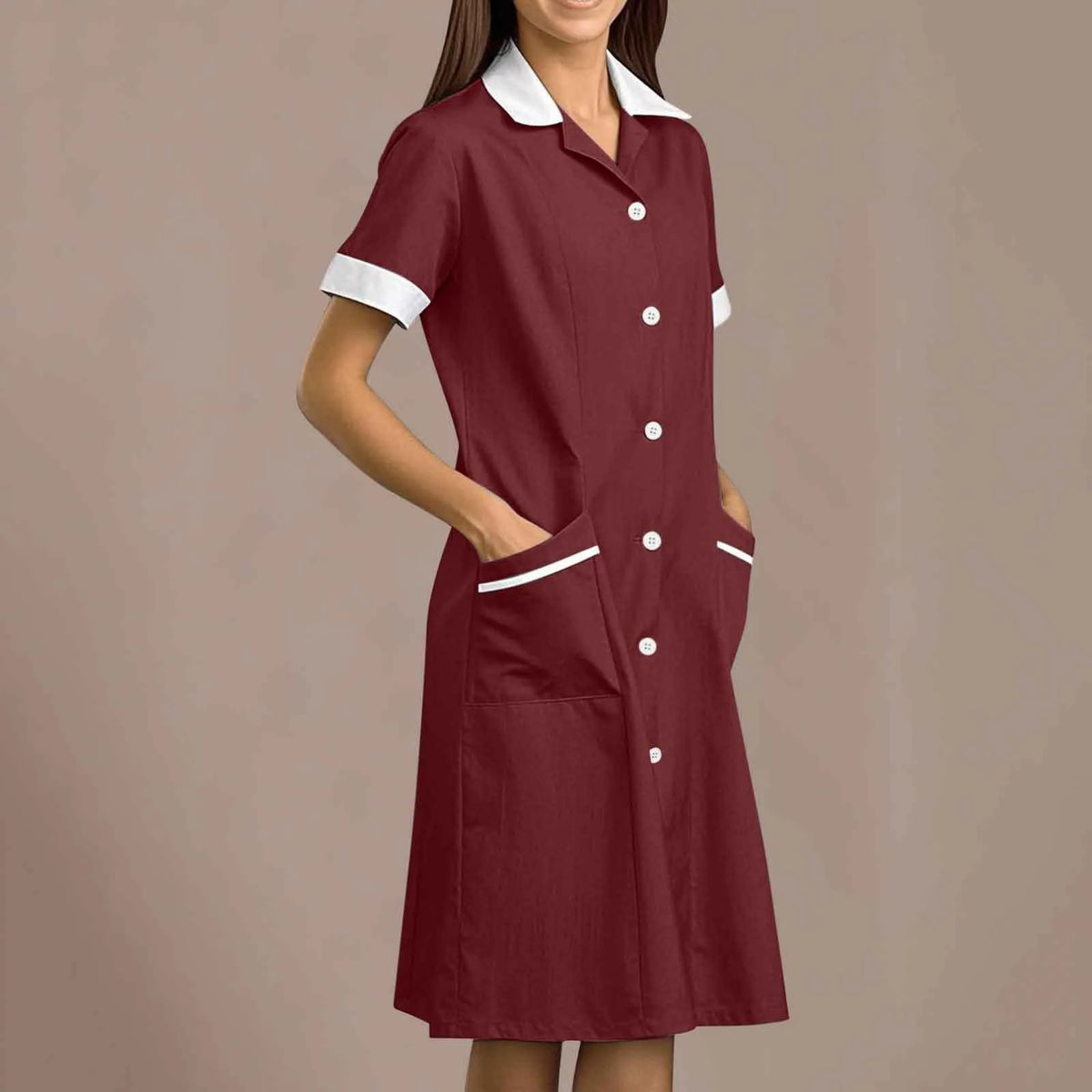 Women's White Lab Coat Long Sleeve Nurse Uniform Gown S–XXL Women's Lab Coat Babs Wine XXL