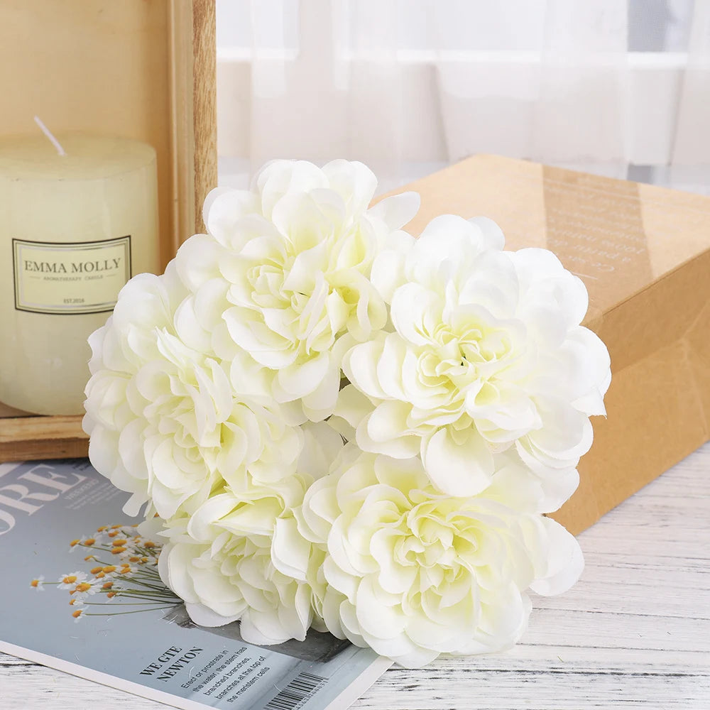 5PCS Silk Peony & Rose Artificial Flowers for Home & Wedding Decor Artificial Silk Flowers Babs White
