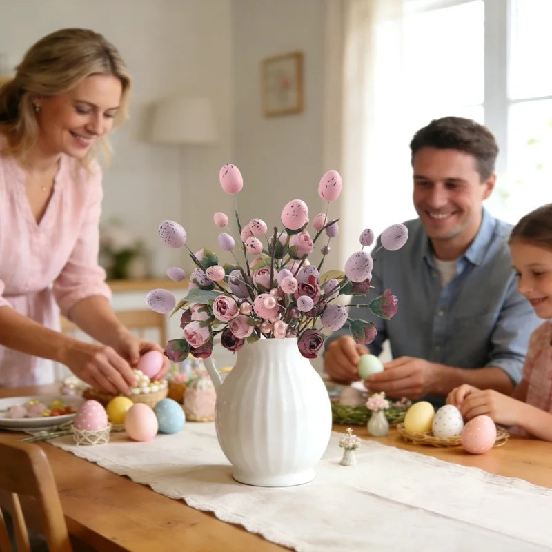 Artificial Eucalyptus Stem Easter Egg Bouquet – Silk Fake Flower Artificial Floral Stem Babs