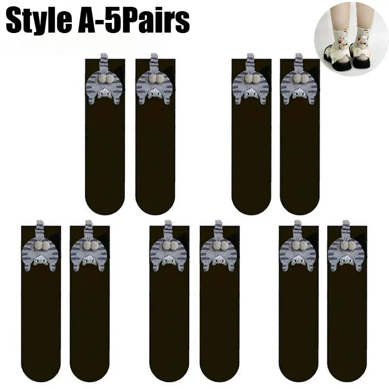 3D Dog Novelty Socks – Cute Animal Socks for Pet Lovers Novelty Animal Socks Babs Cat A-5Pairs One Size