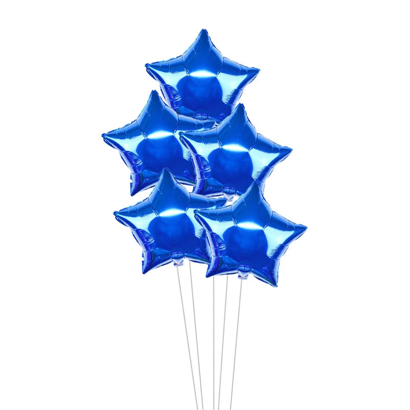 5-Pack 18" Gold Silver Foil Star Balloons – Party Decoration Foil Party Balloons Babs royal blue 18inch