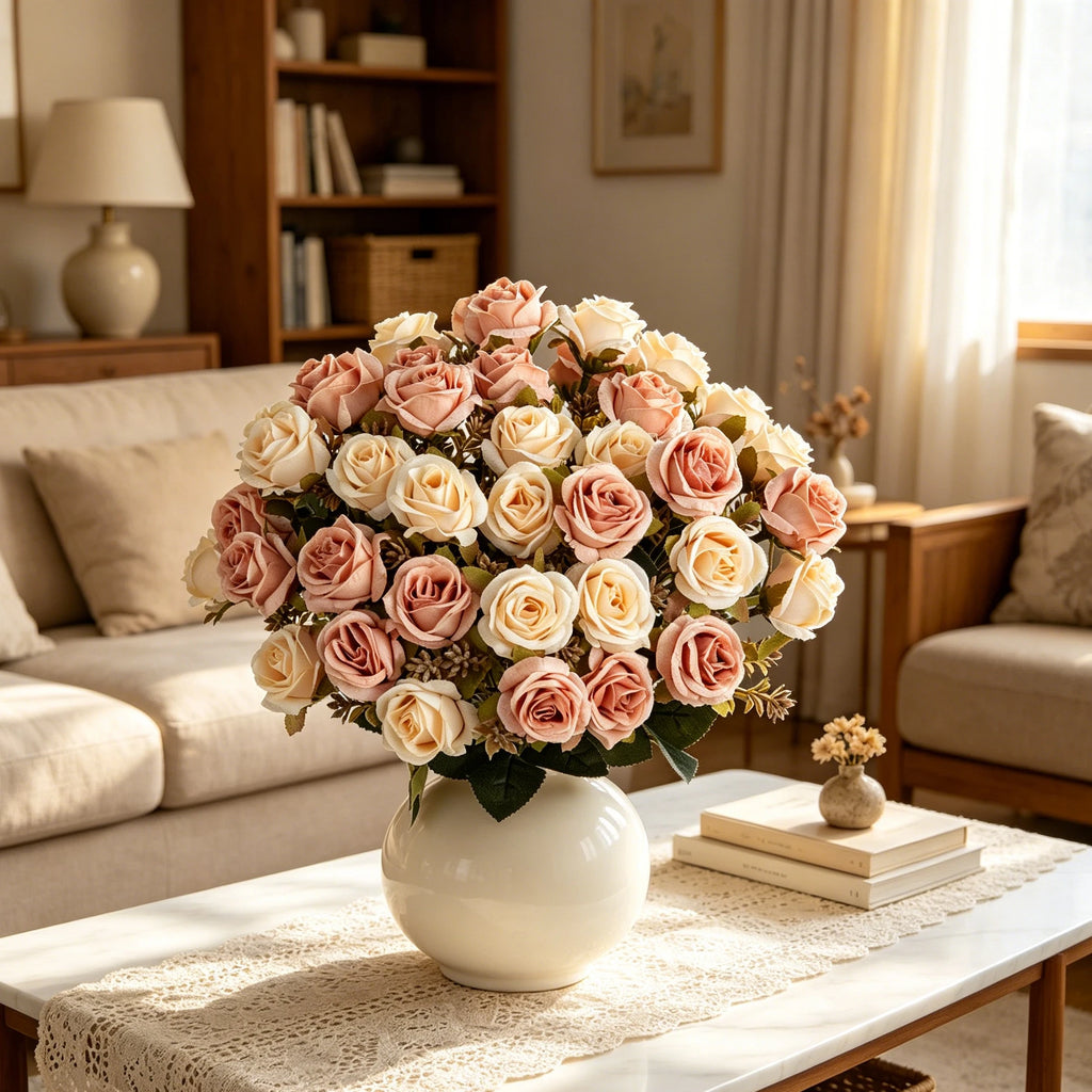 Silk Artificial Carnation Rose Bouquet for Weddings & Home Décor Artificial Flower Bouquet Babs
