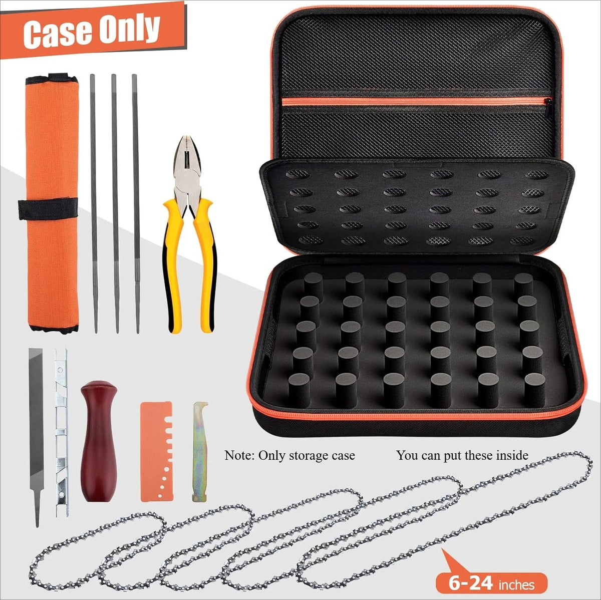Chainsaw Chain Storage Case – Anti-Tangle, Fits 6–12 Chains Chainsaw Chain Case Babs