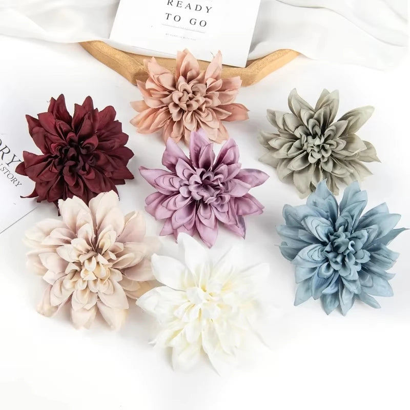 Silk Rose Dahlia Flower Heads for Wedding & DIY Decor Artificial Silk Flowers Babs