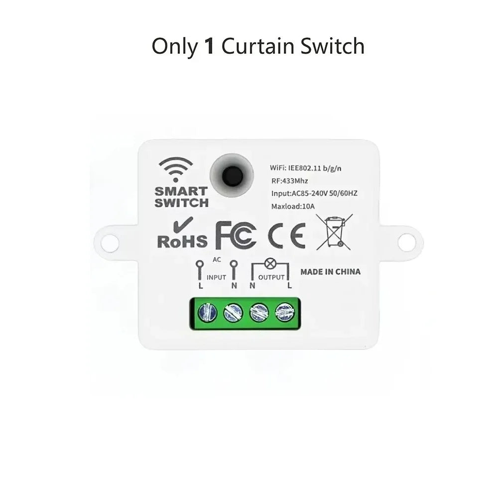 KEBIDUMEI WiFi RF Smart Curtain Switch – Tuya 5-in-1 Remote Smart Curtain Switch Babs 1Receiver
