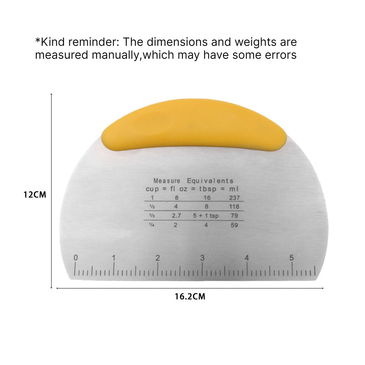 Stainless Steel Bread Knife & Cake Scraper with Measurement Scale Baking Scraper Spatula Babs Yellow 1PC