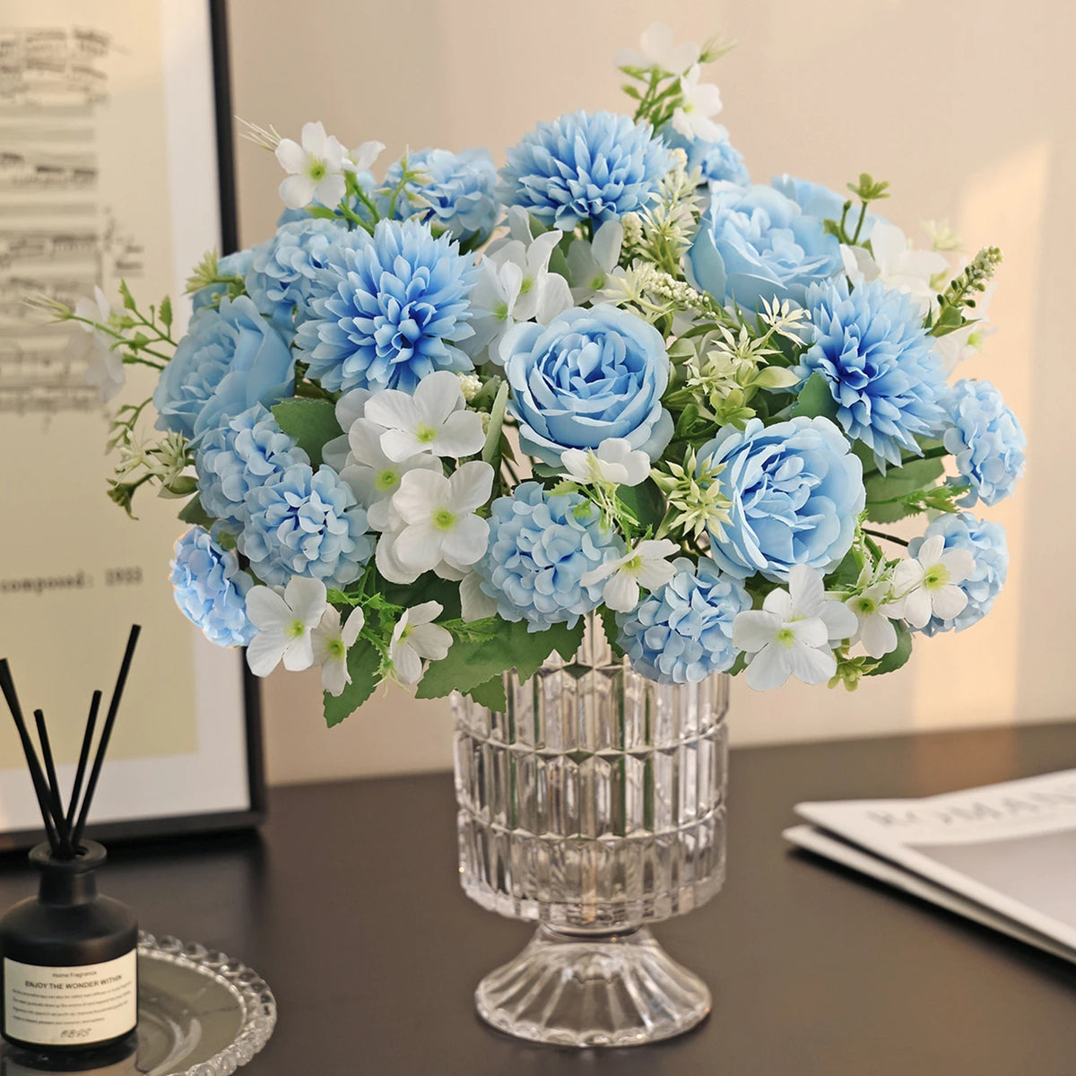 Artificial Silk Hydrangea Rose Bouquet for Home & Wedding Décor Artificial Flower Bouquet Babs