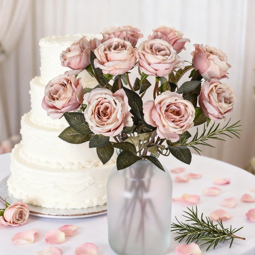 TTCY Silk Rose Artificial Flowers Bouquet – Wedding & Home Decor Artificial Silk Flowers Babs