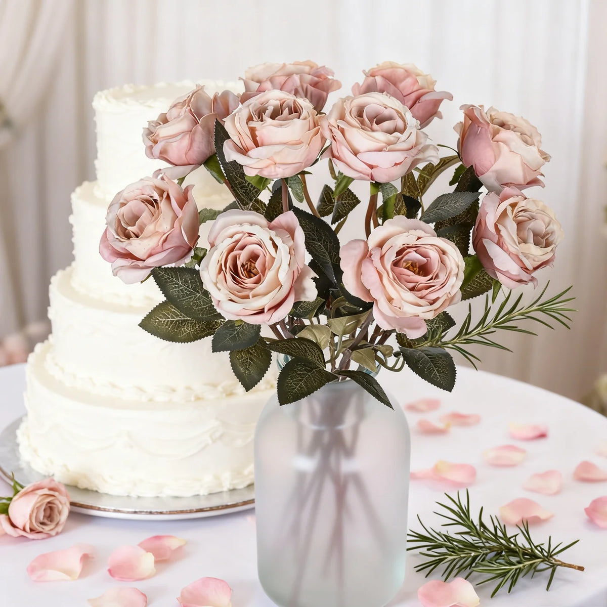 TTCY Silk Rose Artificial Flowers Bouquet – Wedding & Home Decor Artificial Silk Flowers Babs