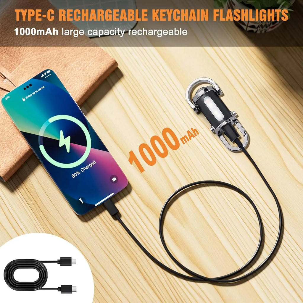 Rechargeable COB Keychain Flashlight 7 Modes – Emergency Work Light Keychain Flashlight Babs