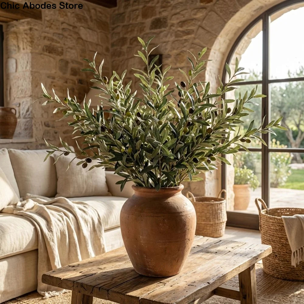 Artificial Olive Branch with Fruit – Lifelike Faux Plant Decor Artificial Plant Decor Babs