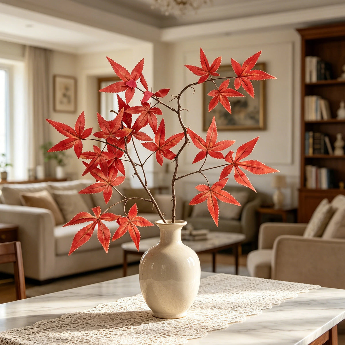 Artificial Maple Leaf Autumn Wreath – Fade-Resistant Fall Decor Artificial Autumn Wreath Babs