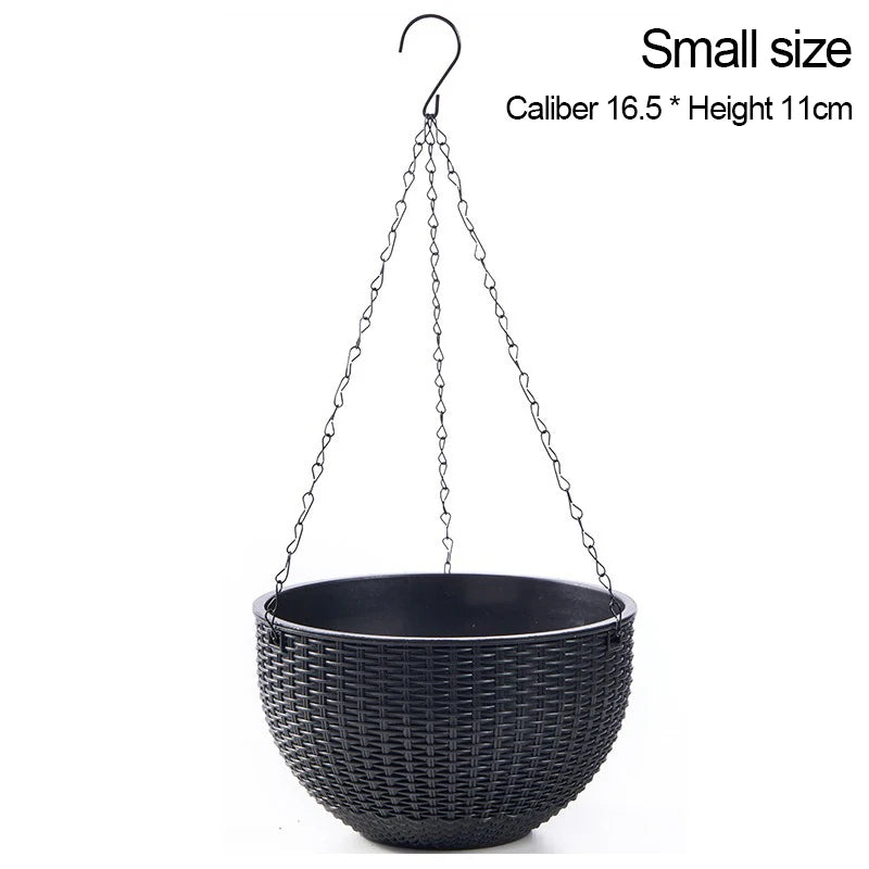 Macrame Hanging Plant Pot | Outdoor Flower Planter Basket Hanging Plant Basket Babs Black-S
