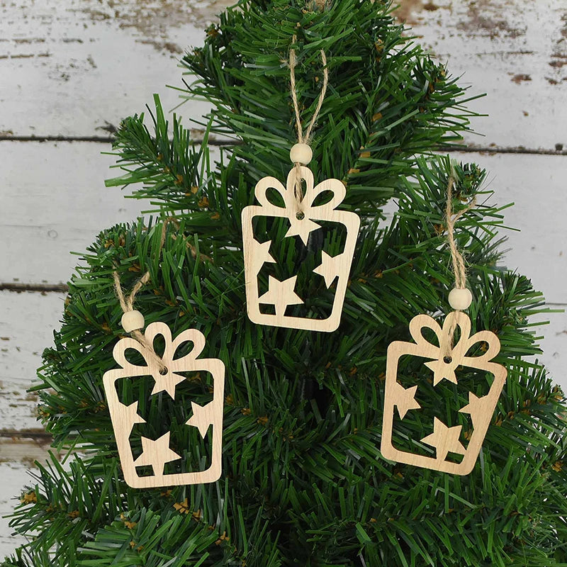 3pcs Vintage Christmas Wooden Ornaments – DIY Tree Pendants Christmas Tree Ornaments Babs L