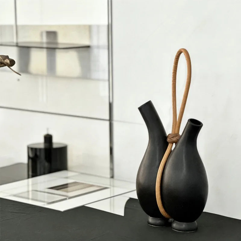 Modern Luxury Rope Resin Decorative Vase – Black 43cm Decorative Vase Babs