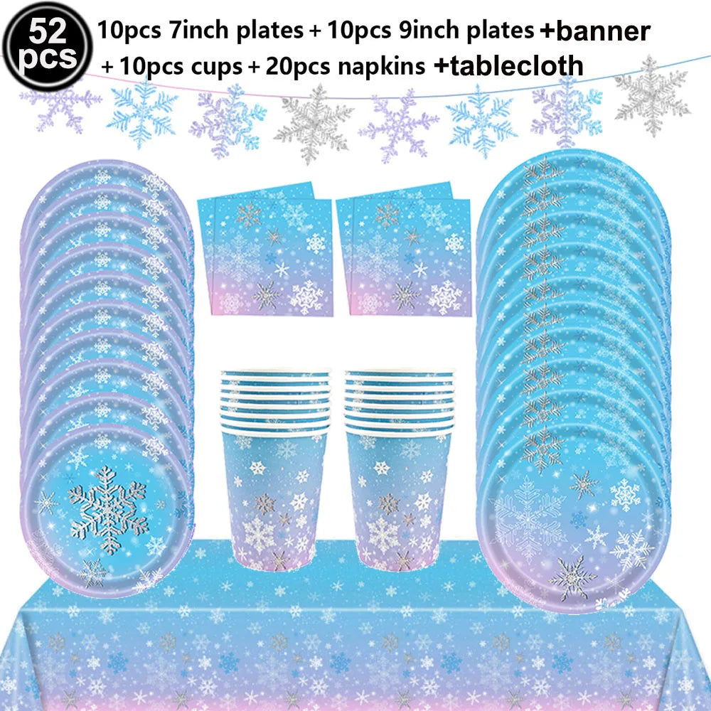Frozen Winter Birthday Party Supplies – Plates, Cups & Balloons