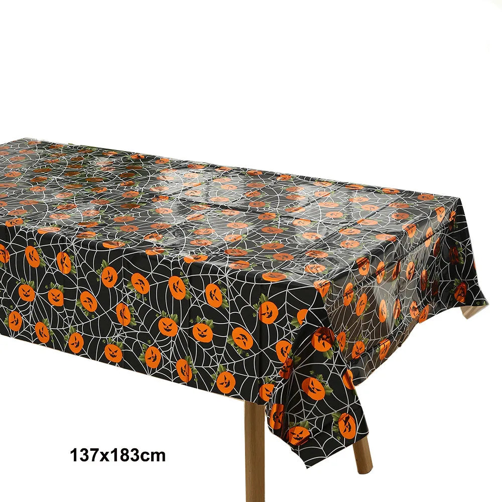 Halloween Tablecloth 137×183cm – Pumpkin, Ghost & Bat Print Halloween Tablecloth Babs A 3pcs