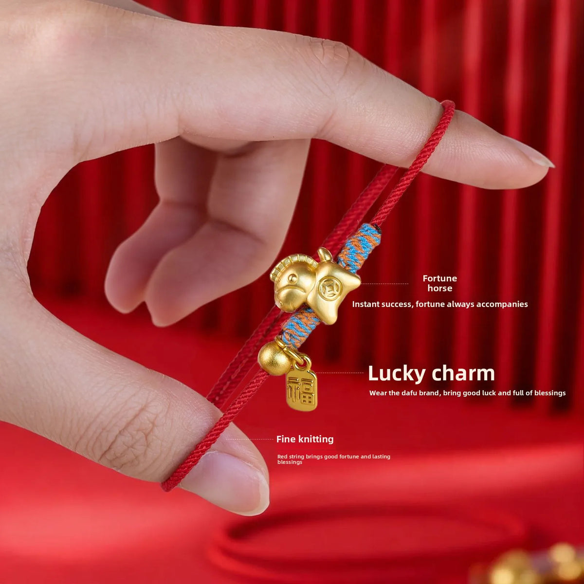 2026 Year of the Horse Red Fortune Charm Bracelet | Chinese Style Charm Bracelet Babs