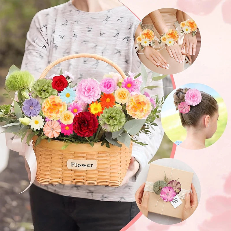 25Pcs Silk Artificial Rose Daisy Mix – DIY Crafts & Wedding Decor Artificial Silk Flowers Babs