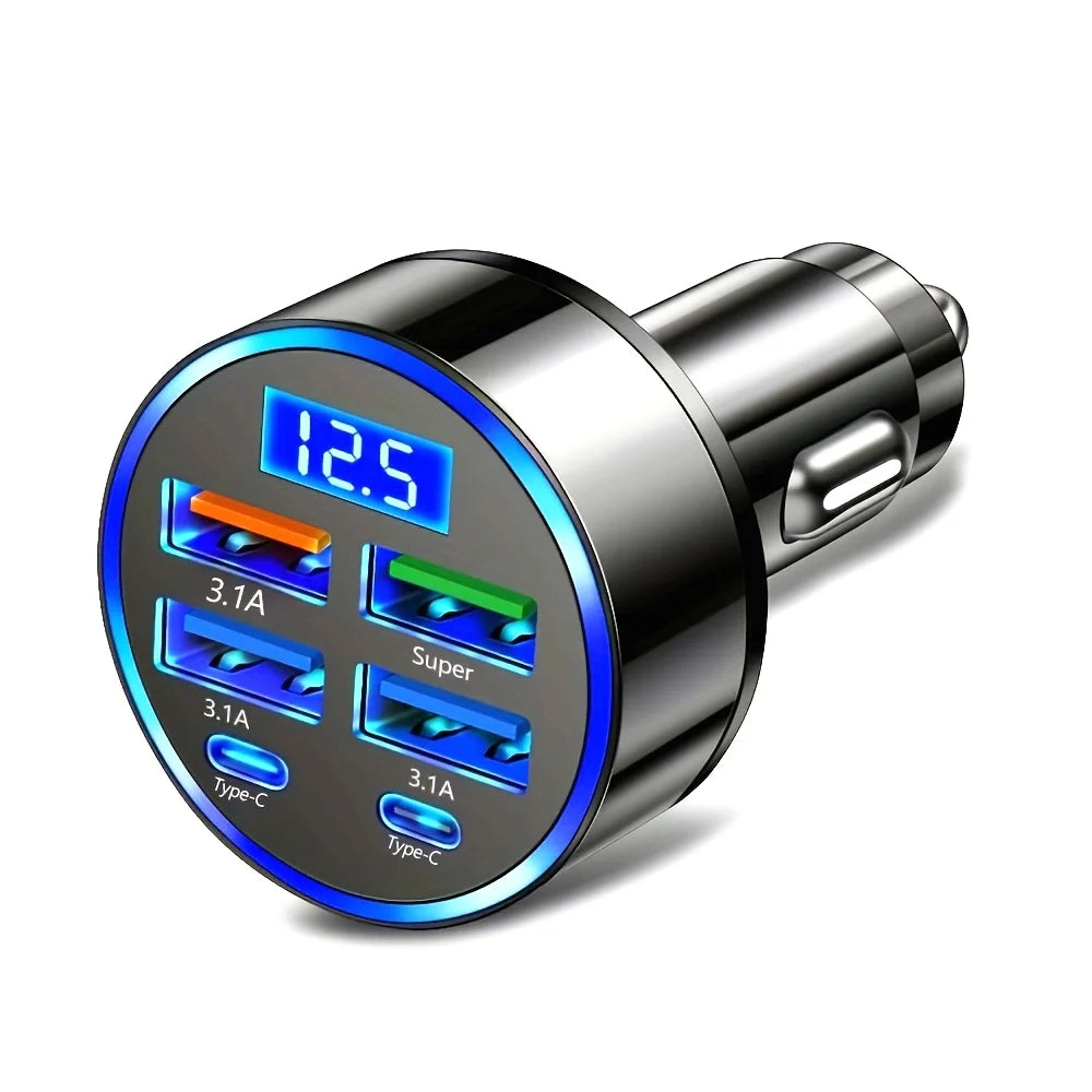 6-in-1 Fast Car Charger 3.1A Dual USB-C with Digital Display Car Charger Adapter Babs Default Title