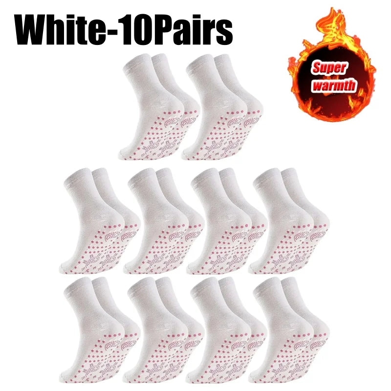 Magnetic Therapy Massage Socks – Warm Non-Slip Winter Socks Magnetic Therapy Socks Babs White-10Pairs