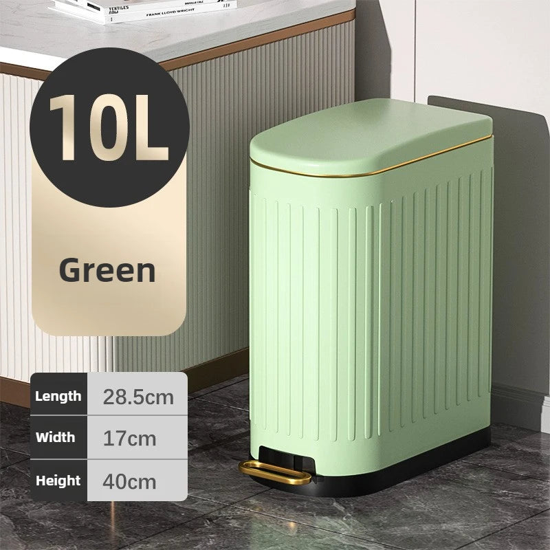 Stainless Steel Foot Pedal Trash Can with Lid – 10L Modern Foot Pedal Trash Can Babs 10L Green