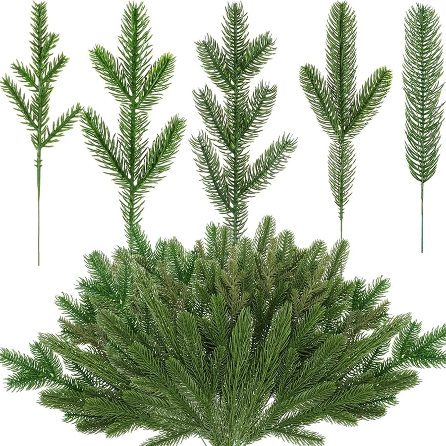 40/80 Pcs Artificial Pine Branch Picks – Christmas & Wedding Decor Artificial Pine Picks Babs