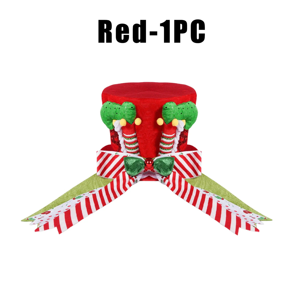 Christmas Tree Topper Velvet Hat – Elf Legs & Bowknot Decor Christmas Tree Topper Babs 1PC