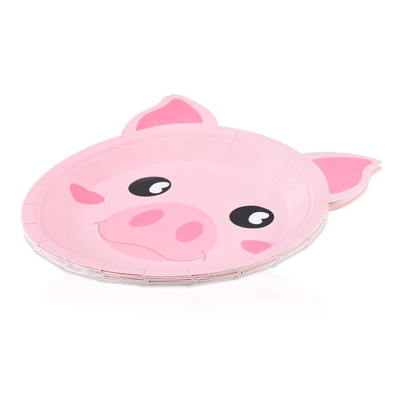 10pcs Farm Animal Shaped Disposable Paper Plates Kids Party Disposable Party Plates Babs