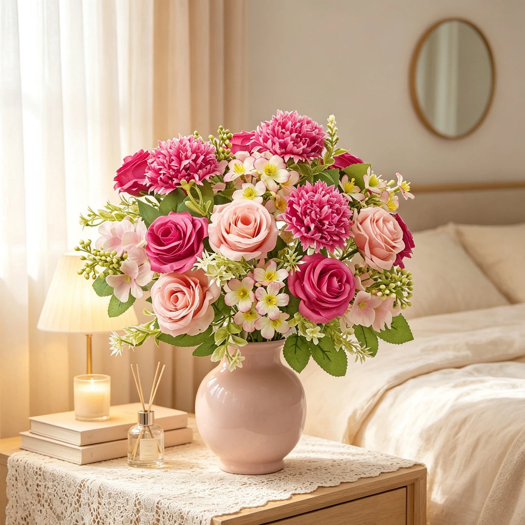 Artificial Silk Hydrangea & Rose Bouquet 2/4pcs – Home Decor Artificial Flower Bouquet Babs