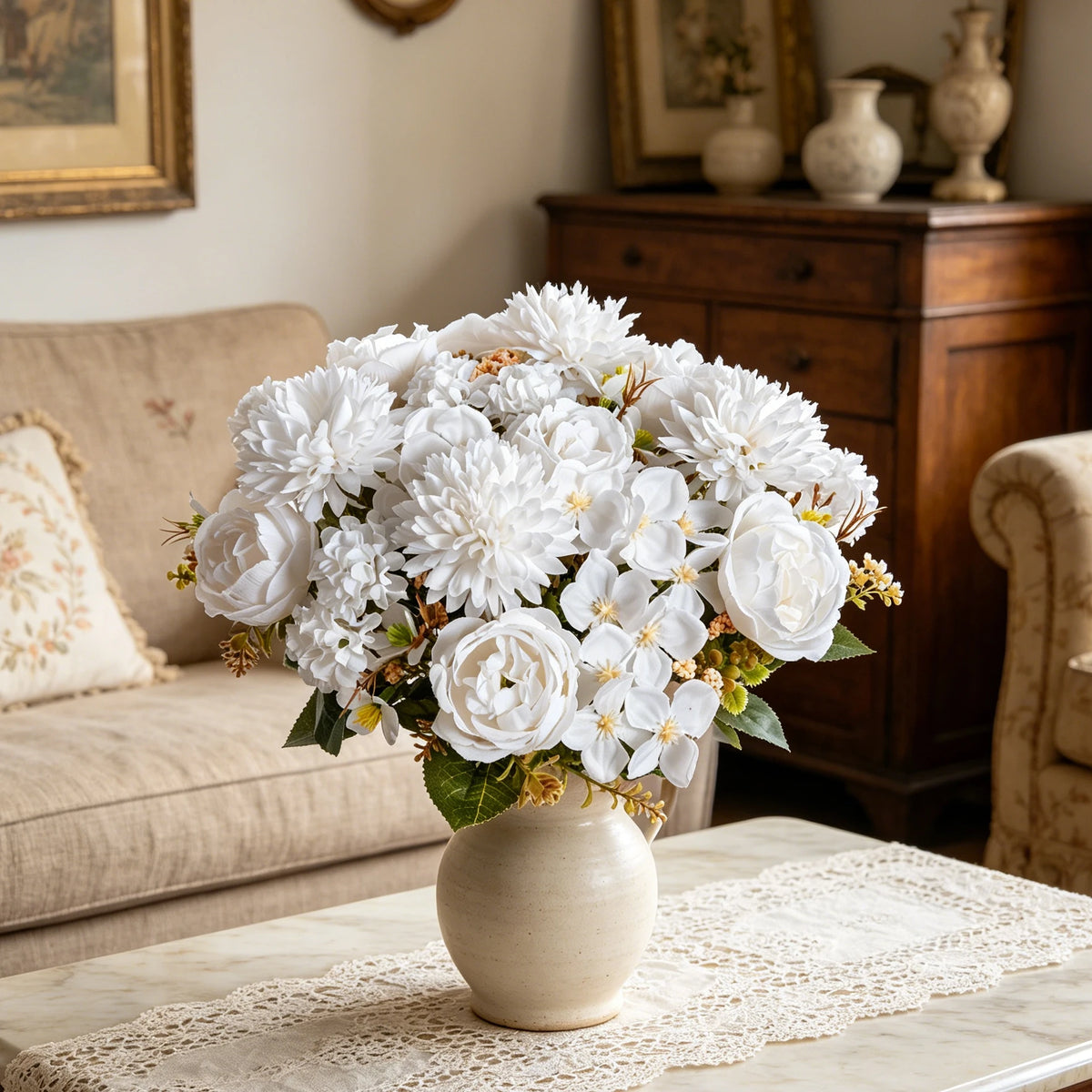 Silk Peony & Chrysanthemum Artificial Flowers for Weddings & Home Artificial Silk Flowers Babs