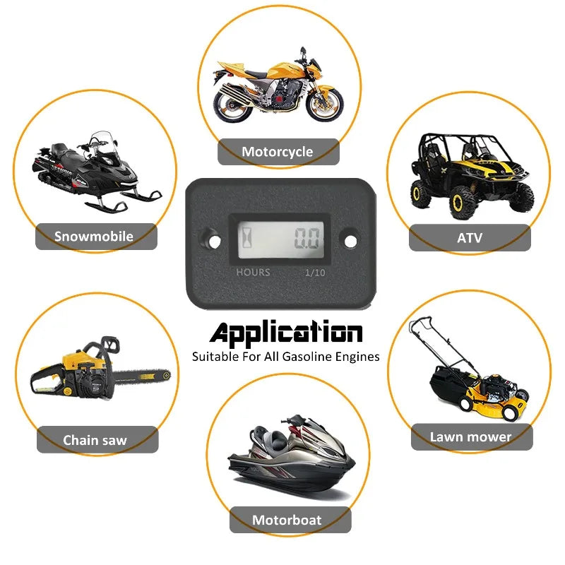 Digital LCD Hour Meter Counter – Motorcycle ATV Boat Generator Engine Hour Meter Babs