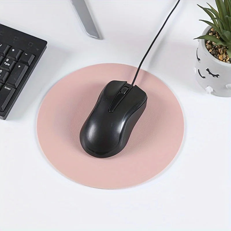 4pcs Faux Leather Mouse Pad – Waterproof Non-Slip Desk Mat Faux Leather Mouse Pad Babs
