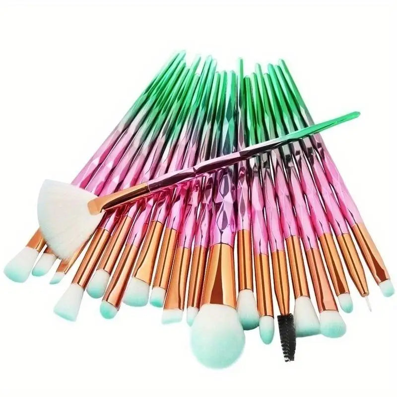 20-Piece Makeup Brush Set – Foundation, Blush & Eye Brushes Makeup Brush Set Babs pink green-20PCS