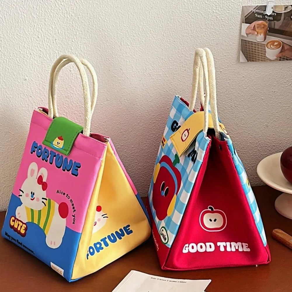 Cartoon Insulated Lunch Bag – Large Canvas Bento Tote Insulated Lunch Tote Babs