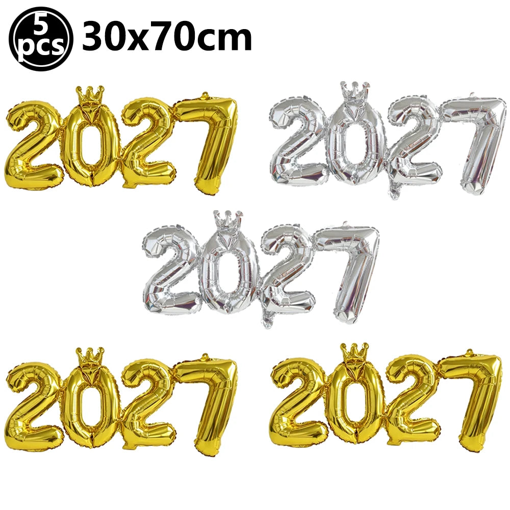 2027 New Year Foil Balloon Set – Gold, Silver & Champagne Party Foil Balloons Babs DARK GRAY As pictures show