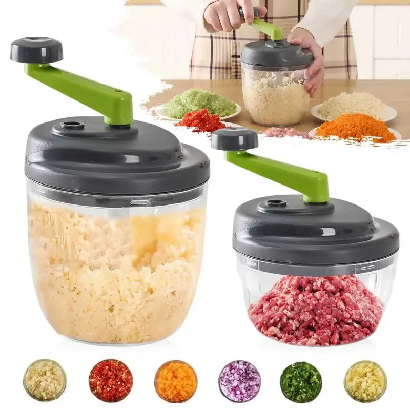 Manual Food Chopper & Garlic Press – 520/900ML Veggie Cutter Manual Food Chopper Babs