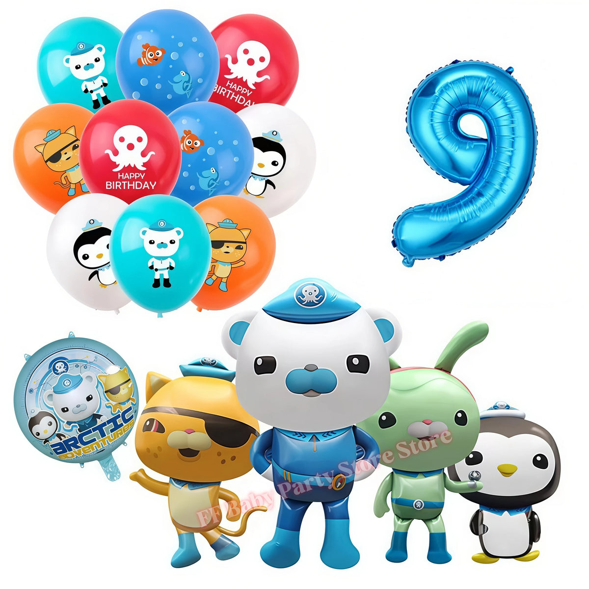 Octonauts Birthday Foil Balloons – Baby Shower Party Decor Party Foil Balloons Babs 16pcs balloons-9