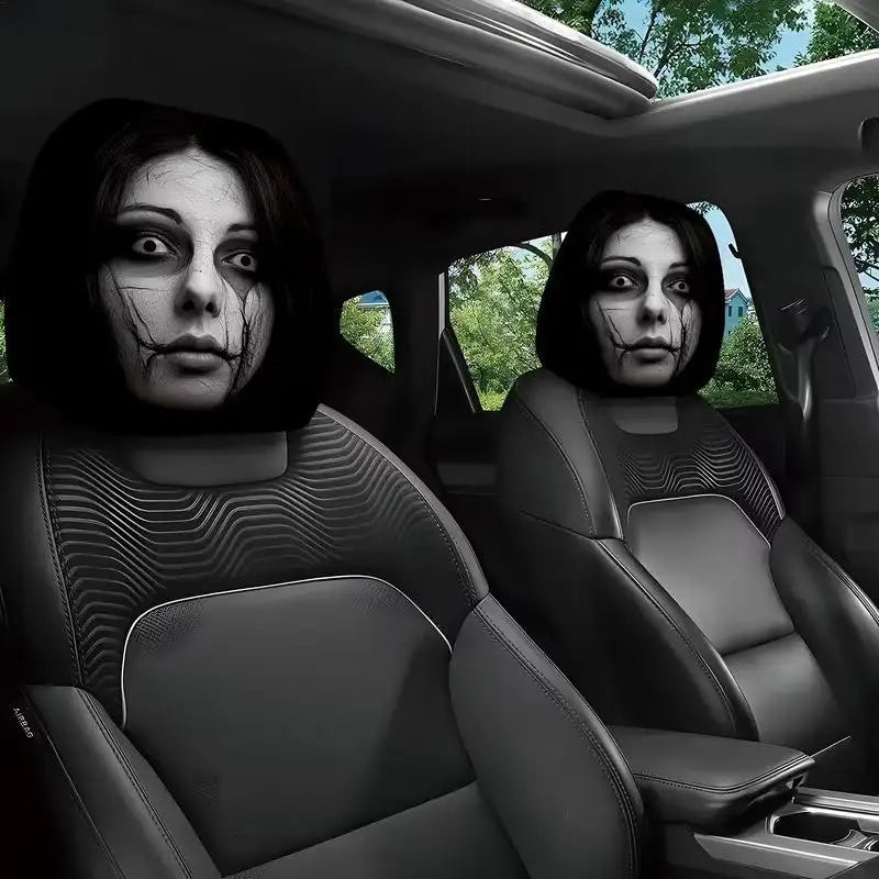 2Pcs Halloween Ghost Car Headrest Covers – Spooky Seat Protectors Car Headrest Covers Babs