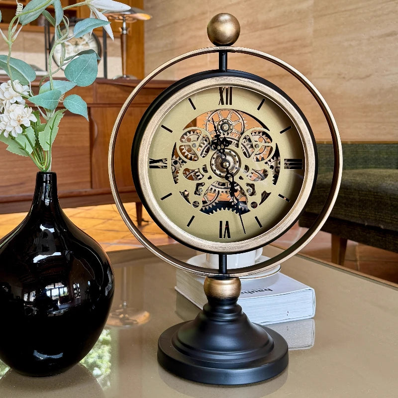 Retro Metal Table Clock – Silent Quartz Luxury Desk Decor Decorative Table Clock Babs 29x43CM