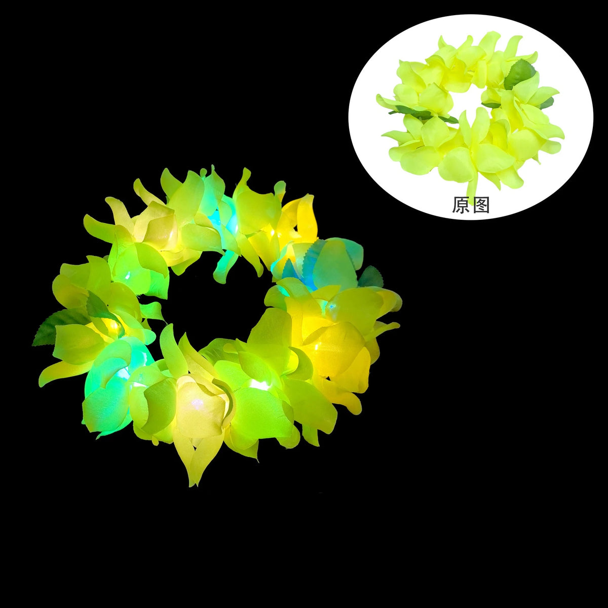 12pc Hawaiian LED Flower Lei Luau Necklace & Headband Set Party Lei Set Babs