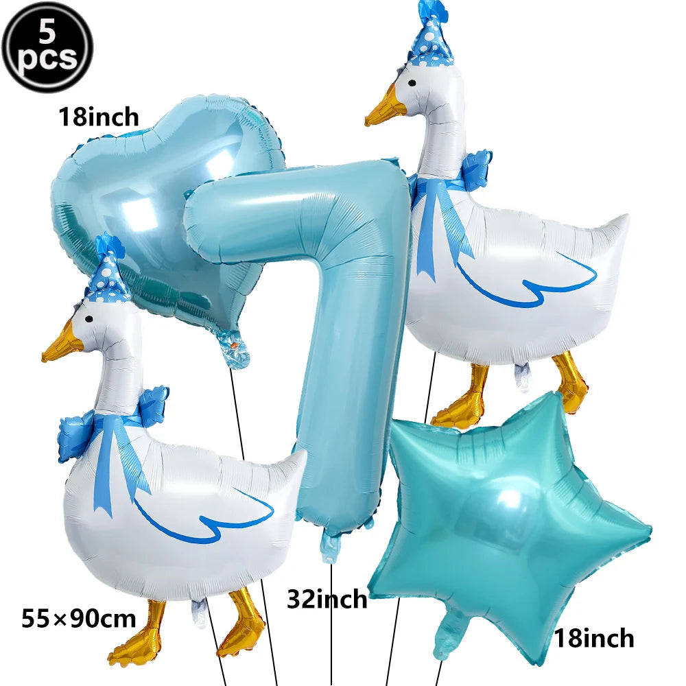 Goose 1st Birthday Foil Balloon Set – Farm Animal Party Decor Birthday Foil Balloon Set Babs Light Yellow As pictures show
