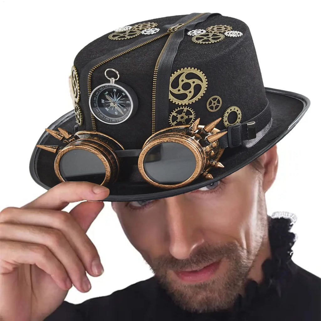 Steampunk Gothic Top Hat – Victorian Gears & Goggles Costume Costume Top Hat Babs