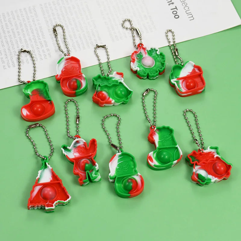 Christmas Pop Keychains Santa Snowflake Xmas Tree Ornaments Christmas Ornaments Babs