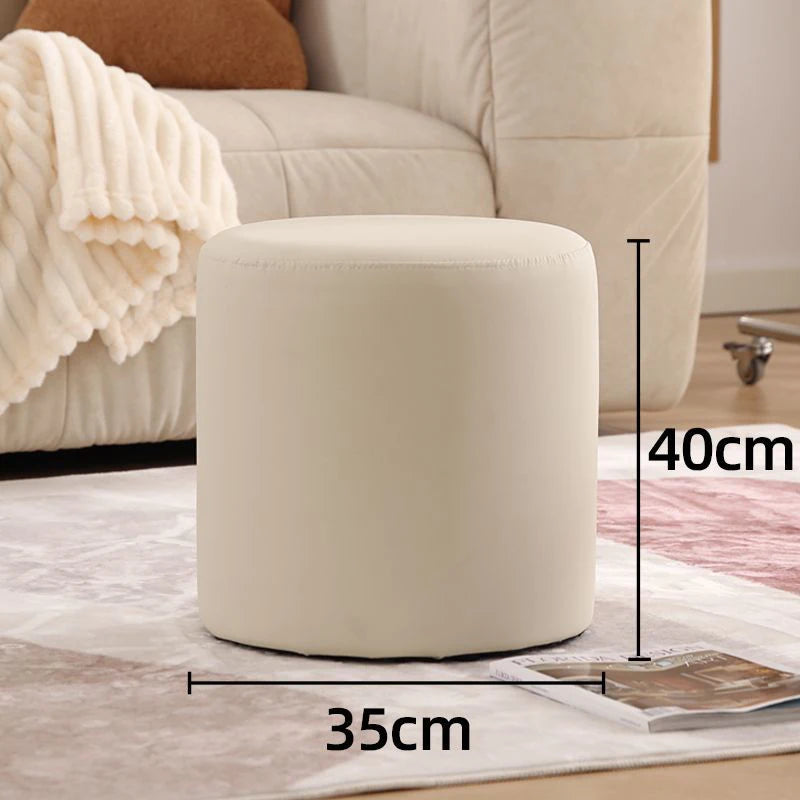 Nordic Pine Wood Ottoman Stool – Modern Cushioned Vanity Pouf Ottoman Stool Pouf Babs White medium