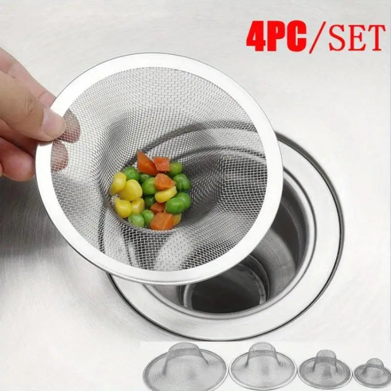 4-Piece Stainless Steel Sink & Floor Drain Filter Cover Set Drain Filter Cover Babs