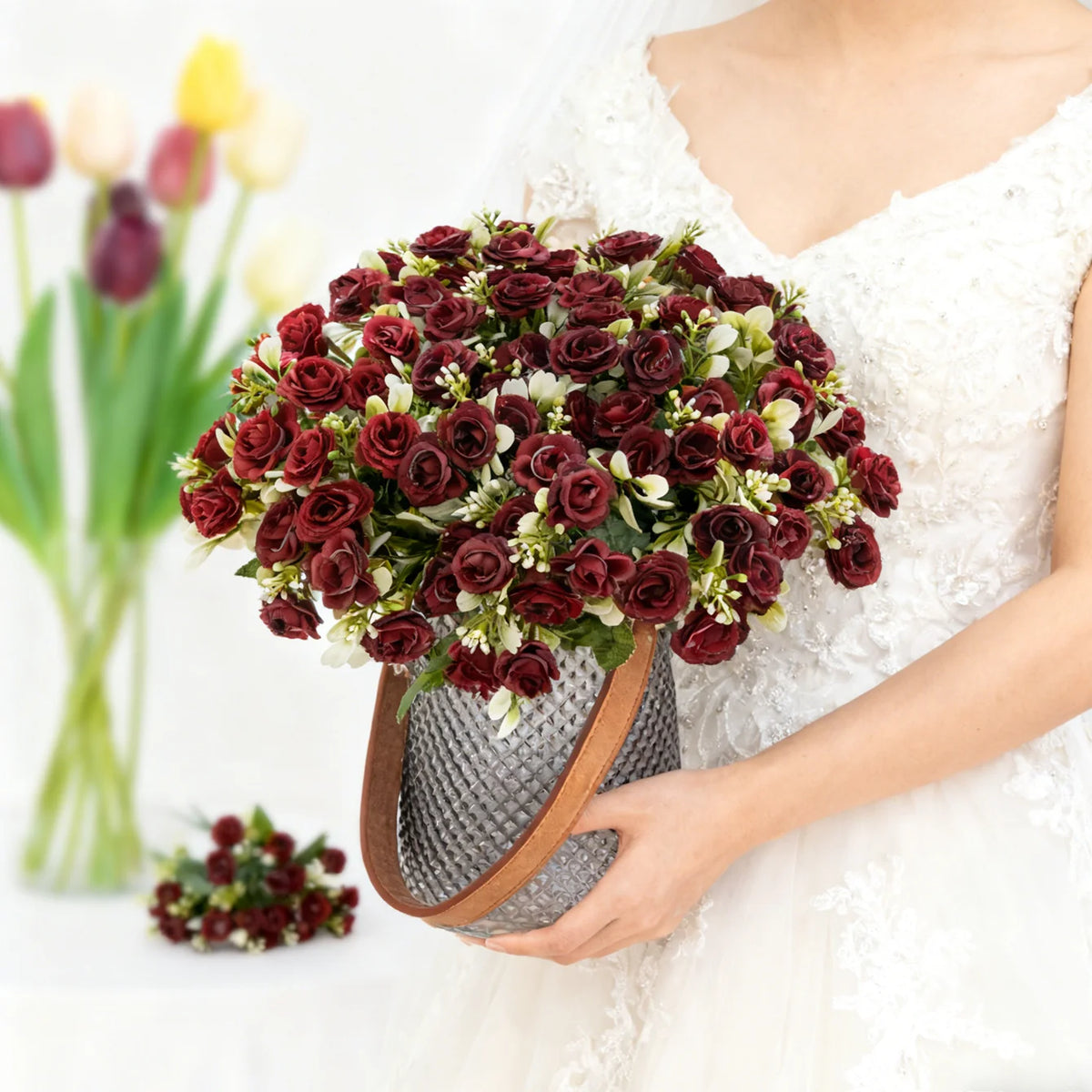 Artificial Silk Roses Bouquet – Wedding & Home Decor Artificial Silk Flowers Babs